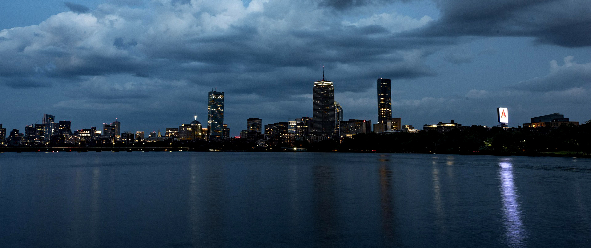 Night Skyline of Boston with Citgo Sign